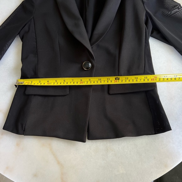 ASOS Sheer Black Blazer Sheer Sleeves Side Panels, Fitted Hourglass Suit Blazer - Picture 5 of 6